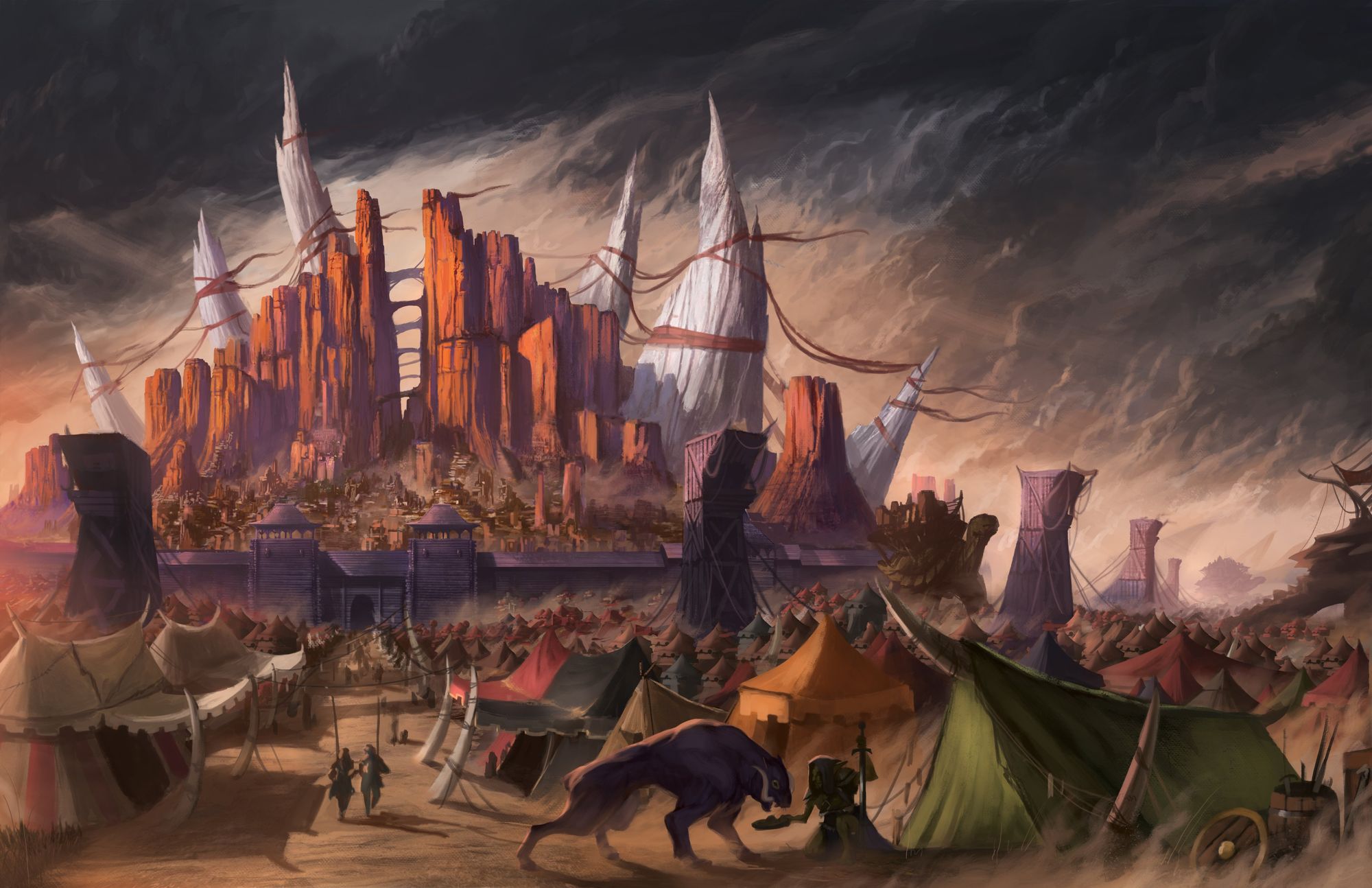 Official art of Asarius, the City of Beasts, by BlackSalander