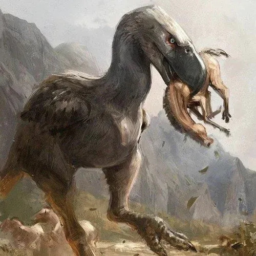 A Terror Bird eats a horse for a meal